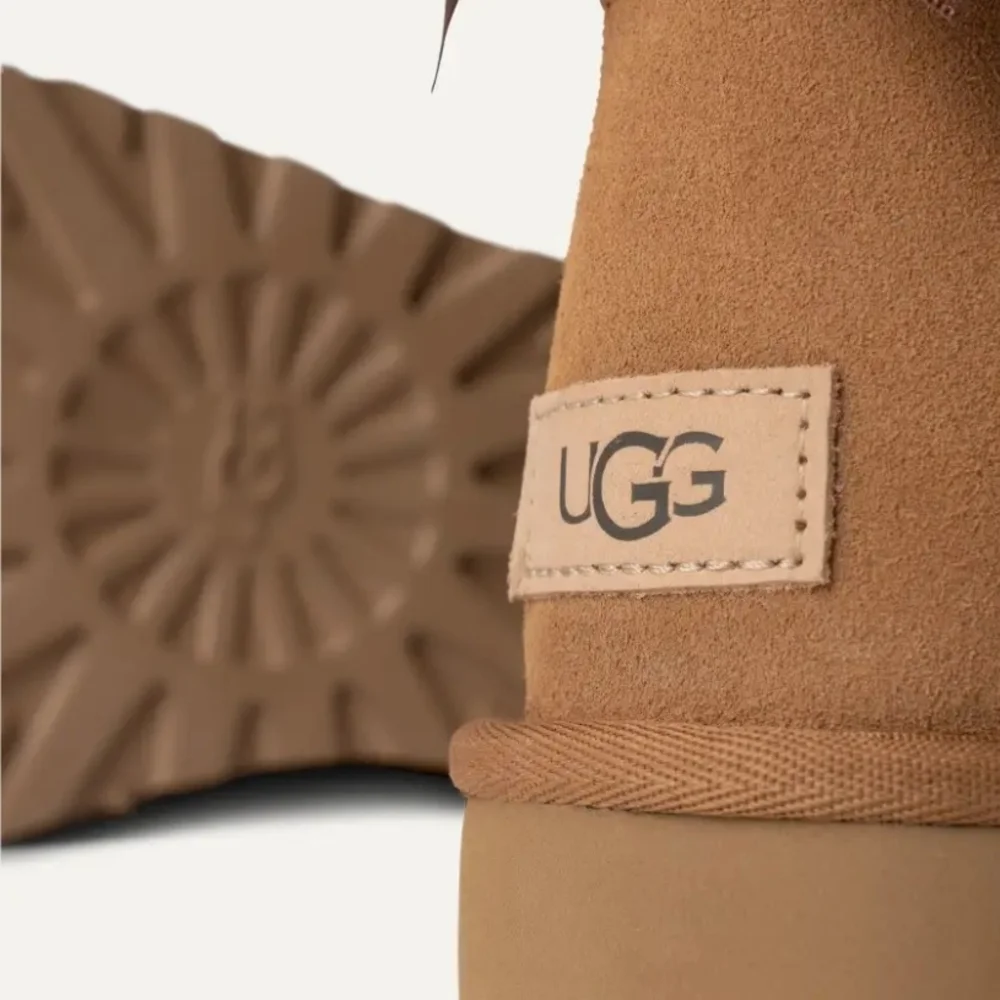 UGG Bailey Mini Bow II Chestnut Winter Boots Women's Size 7 Brand New In Box
